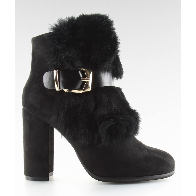 Crne čizme na visokoj peti s krznom crne 1316 crne crno