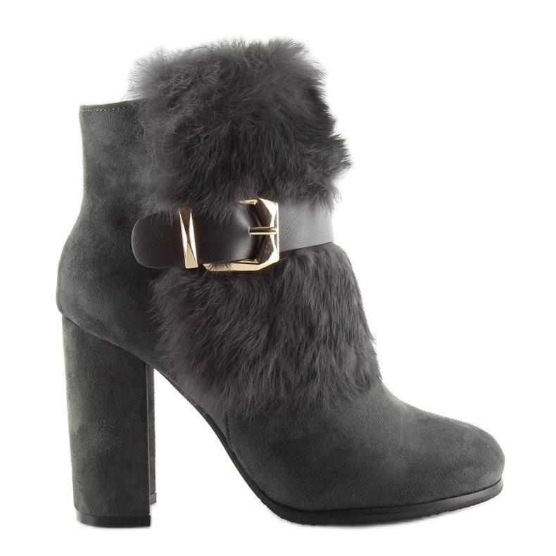 Sive čizme na visokoj peti s krznom sive 1316 D. sive siva