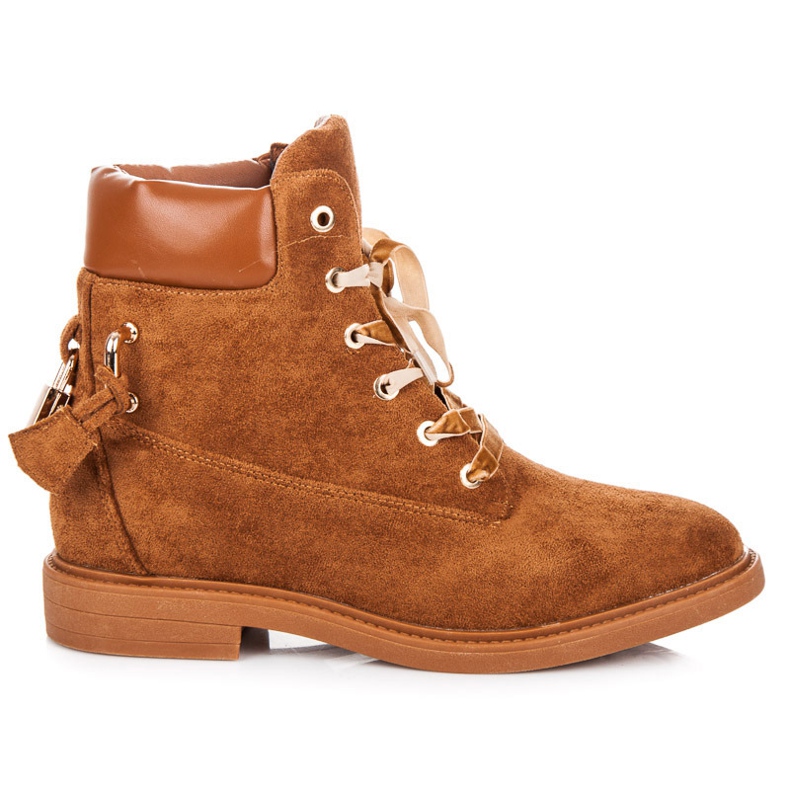 Ideal Shoes Radnici od antilopa vezani vrpcom smeđa