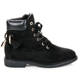 Ideal Shoes Radnici od antilopa vezani vrpcom crna