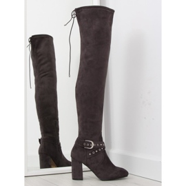 Čizme preko koljena sa sivim sivim potpeticama smeđa siva višebojan