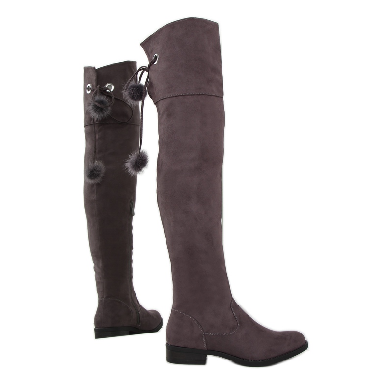 Mocha mušketirske čizme s pomponima raznobojna smeđa