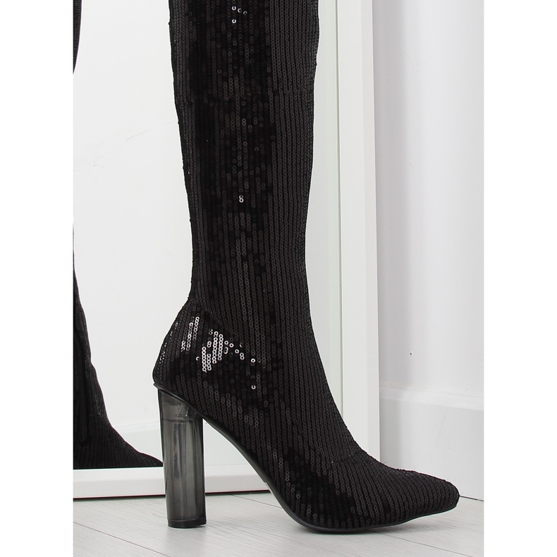 Crne čizme sa šljokicama AE55P crne crno