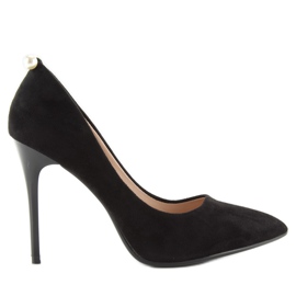 Klasične crne visoke pete s biserima Aj-531 crna