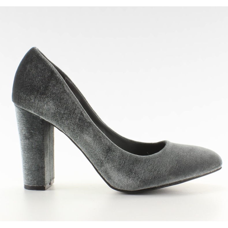 Baršunaste pumpe široka LE018 Siva