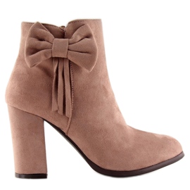 Čizme na visoku petu s ružičastom nc93 Pink mašnom višebojan ružičasta