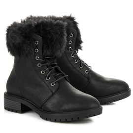 Queentina Čizme s krznom na gornjem dijelu crna