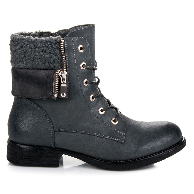 Queentina Čizme na vezanje siva