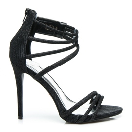 Ideal Shoes Svjetlucave sandale na visokoj potpetici crna