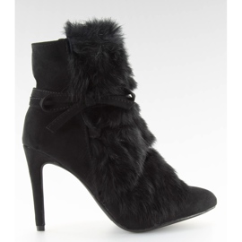 Crne čizme na visokoj peti s krznom crne 1319 Black crna