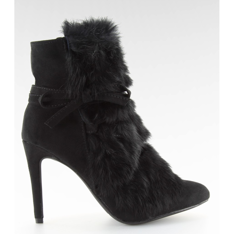 Crne čizme na visokoj peti s krznom crne 1319 Black crno