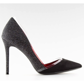 Crne brokatne štikle 5127 crne crna siva