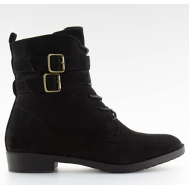 Čizme na vezice od antilop crne H7187 negro crna