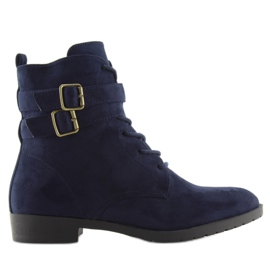 Čizme na vezanje od antilop tamnoplave H7187 azul tamnoplava