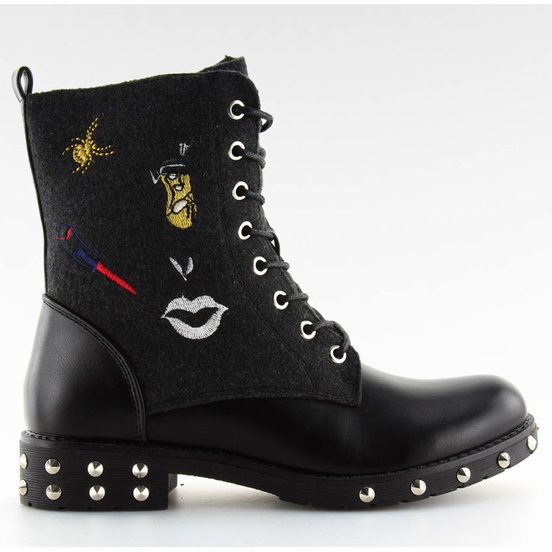 Crne čizme s gornjim dijelom od filca crno