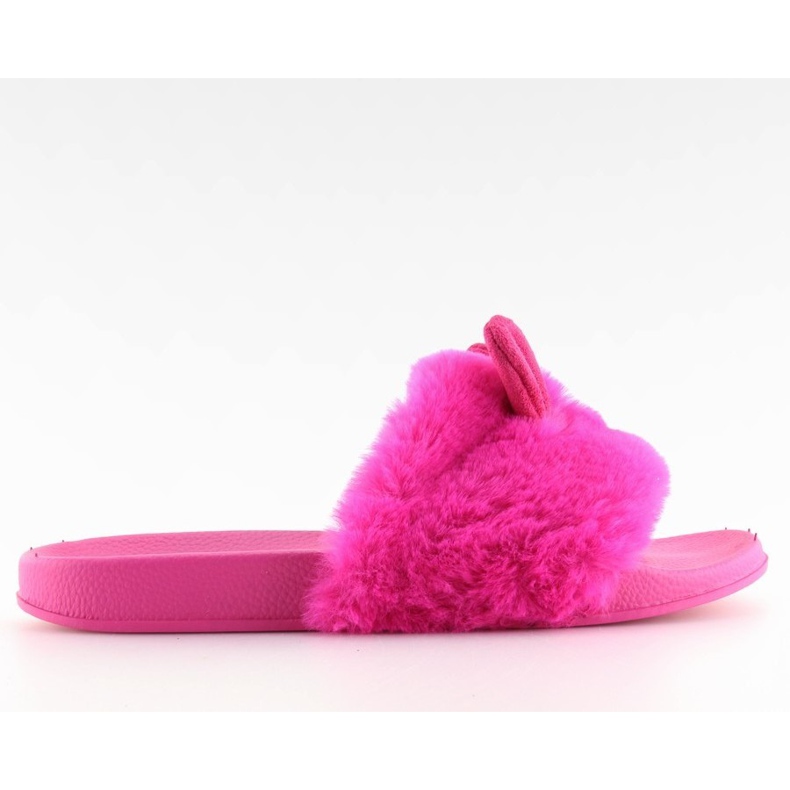 Krznene papuče s ušima fuksija fuksija ružičasta