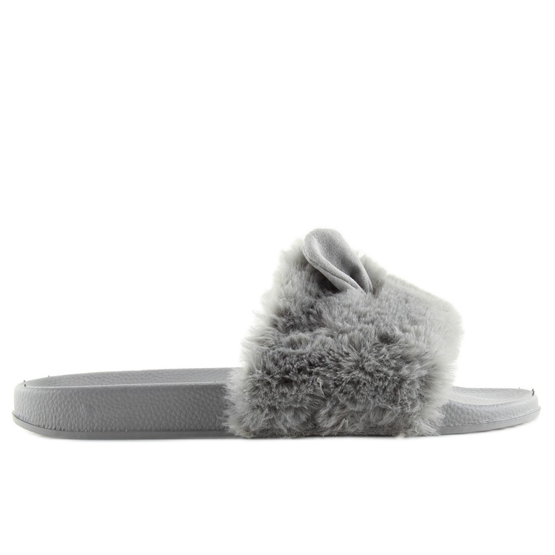 Sive LS-02 sive krznene papuče s ušima siva