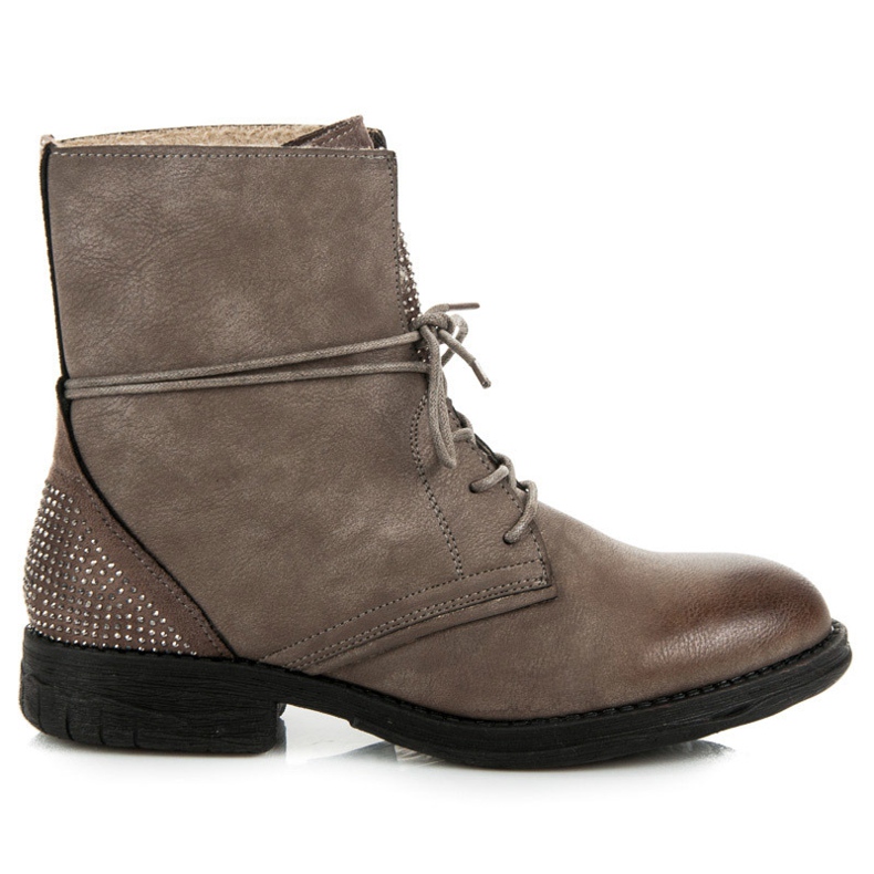 Queentina Radničke čizme s kristalima smeđa
