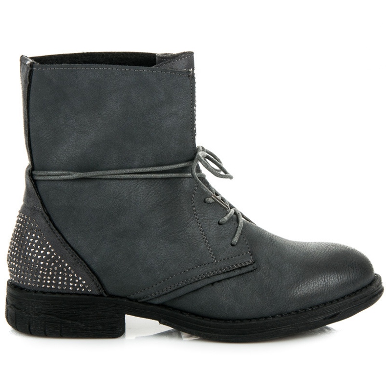 Queentina Radničke čizme s kristalima siva