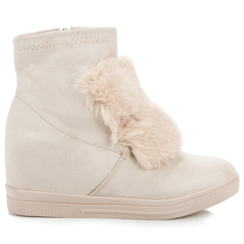 Tenisice na klin s krznom smeđa