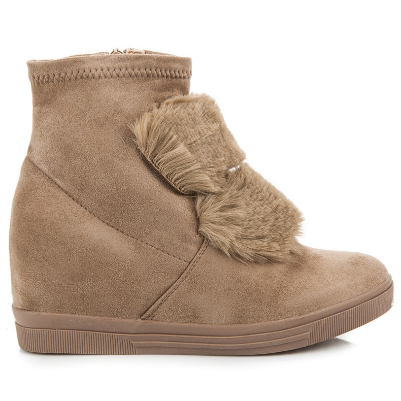 Tenisice na klin s krznom smeđa