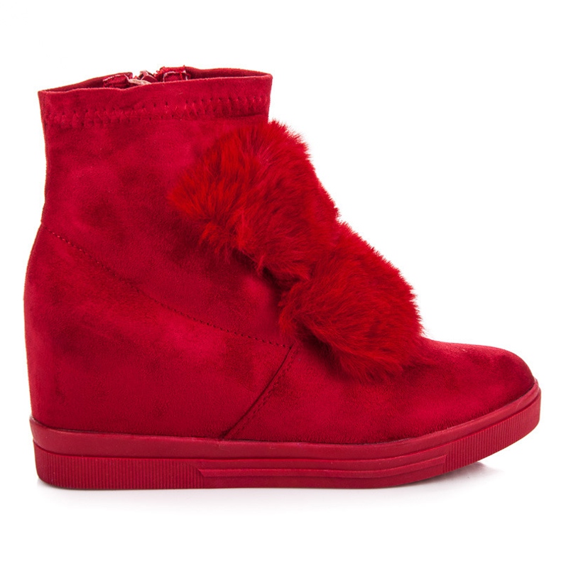 Tenisice na klin s krznom crvena