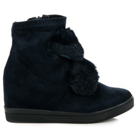 Tenisice na klin s krznom tamnoplava