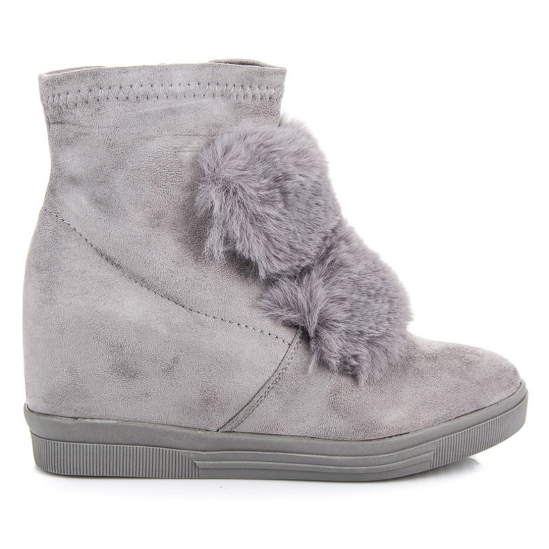 Tenisice na klin s krznom siva