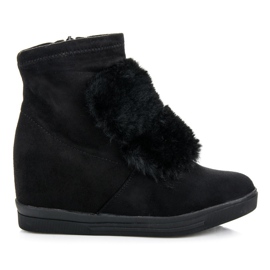 Tenisice na klin s krznom crno