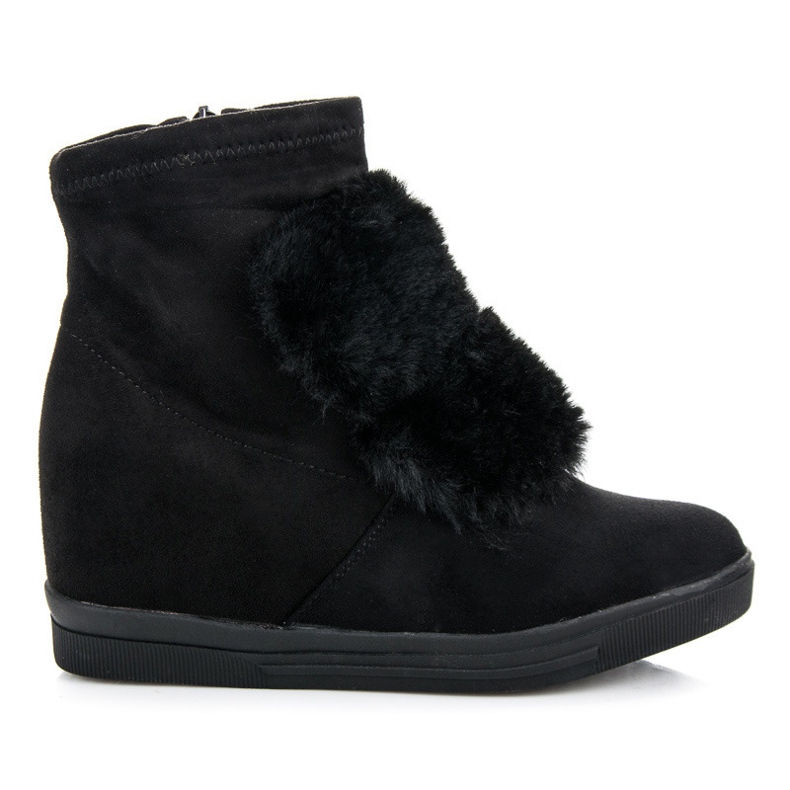 Tenisice na klin s krznom crno