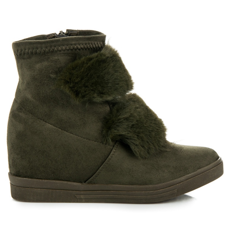 Tenisice na klin s krznom zelena