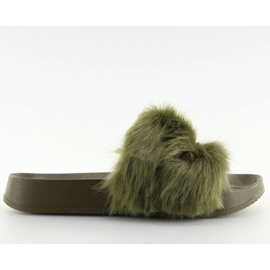 Zelene S37 zelene papuče s krznom zelena