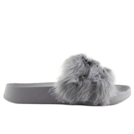 Sive Papuče s krznom S37 siva