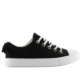 Crne ženske tenisice s mašnom 8935 Crna crno