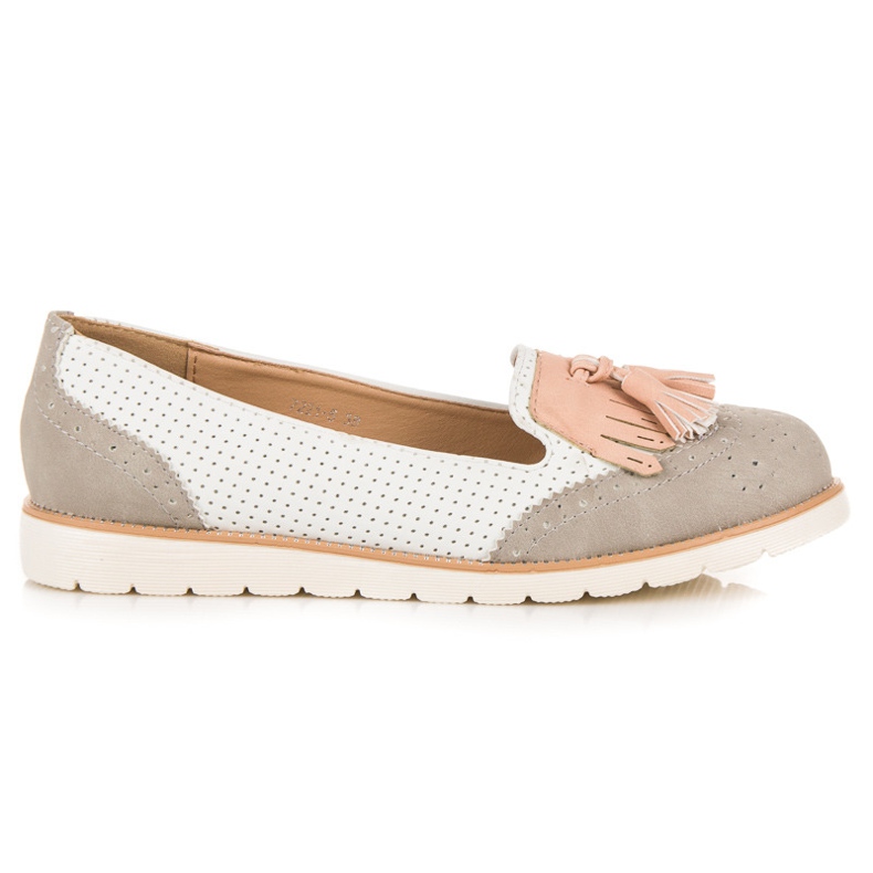 Vices Ažurne balerine s resama bijela siva ružičasta