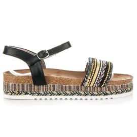 Kylie Ravne sandale s uzorkom crna