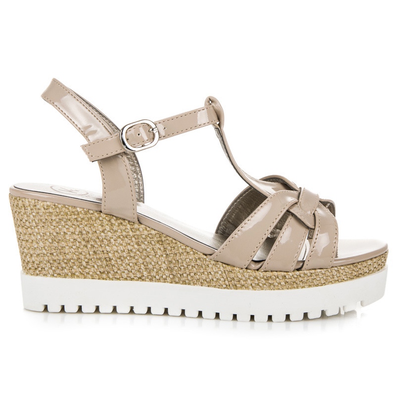 Kylie Lakirane sandale na klin smeđa