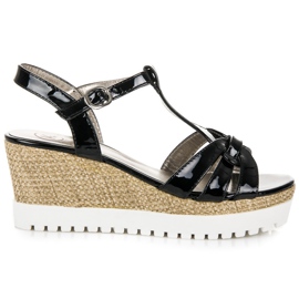 Kylie Lakirane sandale na klin crna