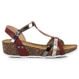 Vinceza Bordo sandale na klin crvena