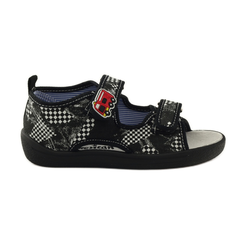 American Club Američke kožne sandale sa ulošcima bijela crno