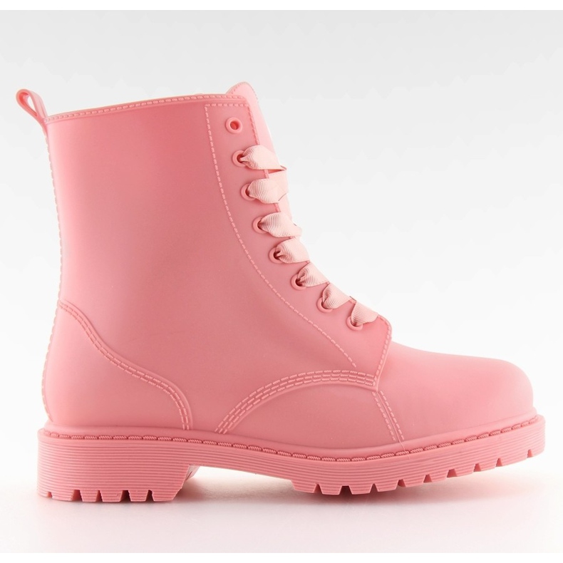 Ružičaste D56P čizme s ružom na vezanje ružičasta