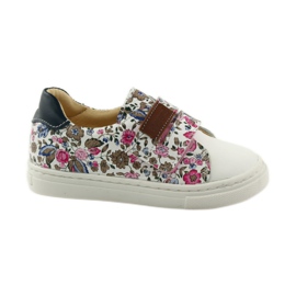 Cipele za djevojčice s cvijećem Bartuś ružičasta smeđa bijela