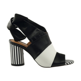 Badura 7787 vezane ženske sandale bijela crna