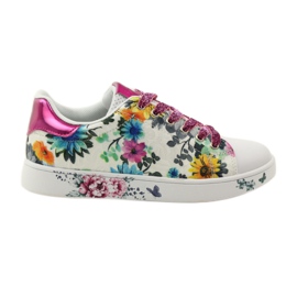 American Club Cvjetne američke tenisice s kožnim umetkom ružičasta višebojan žuta boja plava bijela