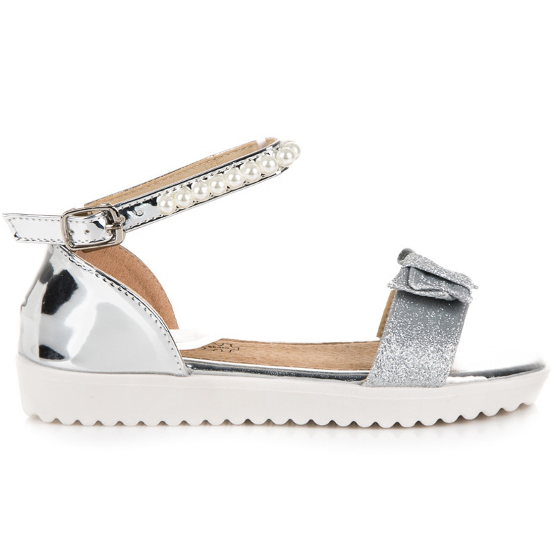 Vinceza Srebrne sandale za kopču siva