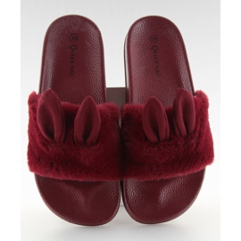 Papuče s krznom i oštećenjem 58-2 Ii-Gat crvena