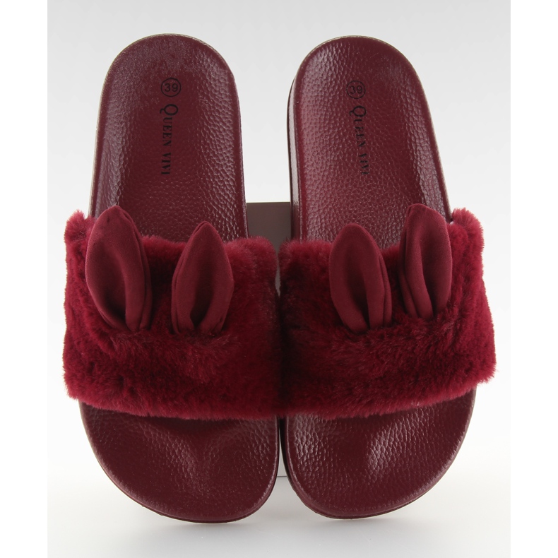 Papuče s krznom i oštećenjem 58-2 Ii-Gat crvena