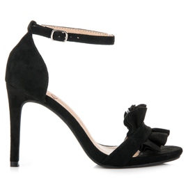 Kylie Sandale na visoku petu s volanom crna