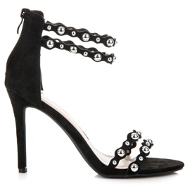 Vinceza Crne sandale s ukrasima crna
