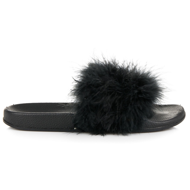 Papuče s krznom crno